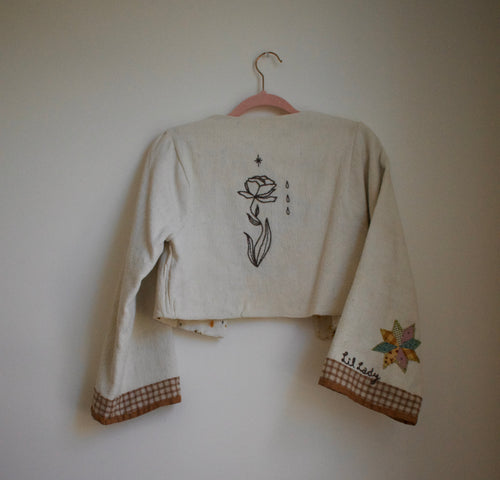 Embroidered Cropped Jacket Top
